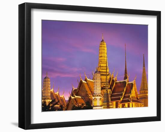 Thailand, Bangkok, Grand Palace, Wat Phra Kaeo at Dusk-Shaun Egan-Framed Photographic Print