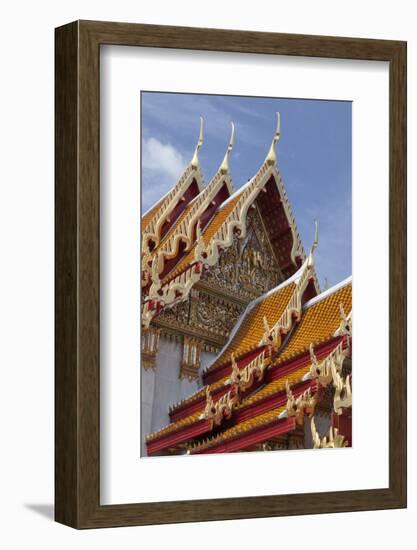 Thailand, Bangkok. Repeating roof design of Wat Benchamabophit.-Brenda Tharp-Framed Photographic Print