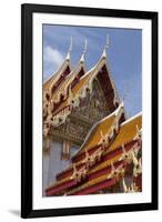 Thailand, Bangkok. Repeating roof design of Wat Benchamabophit.-Brenda Tharp-Framed Photographic Print