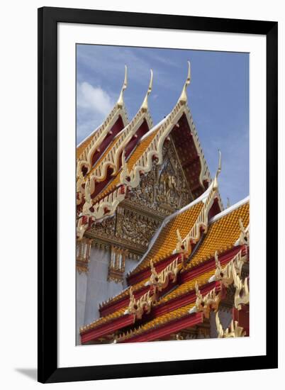 Thailand, Bangkok. Repeating roof design of Wat Benchamabophit.-Brenda Tharp-Framed Photographic Print