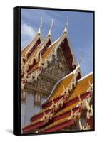 Thailand, Bangkok. Repeating roof design of Wat Benchamabophit.-Brenda Tharp-Framed Stretched Canvas