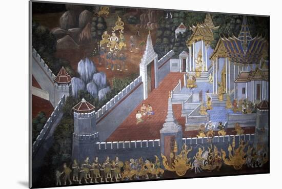 Thailand, Bangkok, Royal Palace, Mural Painting-null-Mounted Giclee Print