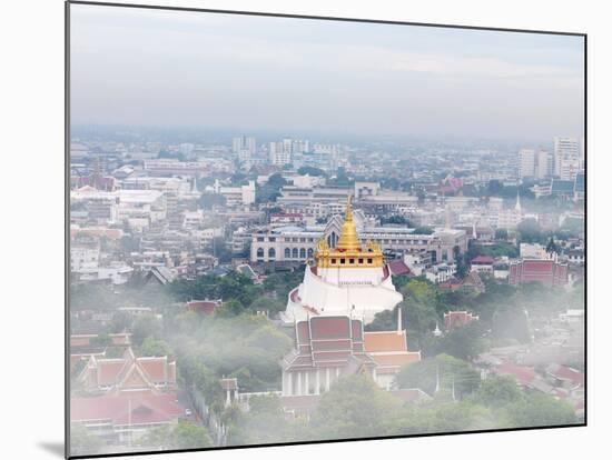 Thailand, Bangkok, the Golden Mount (Phu Khao Thong) at Wat Saket Shrouded in Fog-Shaun Egan-Mounted Photographic Print