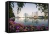 Thailand, Bangkok. View of the City from Benjakiti Park at Dusk-Matteo Colombo-Framed Stretched Canvas