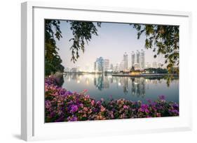 Thailand, Bangkok. View of the City from Benjakiti Park at Dusk-Matteo Colombo-Framed Photographic Print