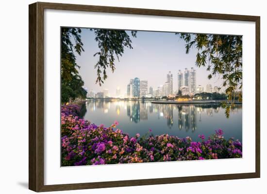 Thailand, Bangkok. View of the City from Benjakiti Park at Dusk-Matteo Colombo-Framed Photographic Print