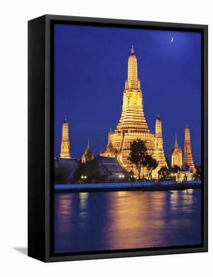 Thailand, Bangkok, Wat Arun Temple at Night-Shaun Egan-Framed Stretched Canvas