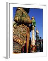 Thailand, Bangkok, Wat Arun, Temple of Dawn, Temple Guardian Statue-Steve Vidler-Framed Photographic Print