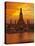 Thailand, Bangkok, Wat Arun ,Temple of the Dawn and Chao Phraya River Illuminated at Sunset-Gavin Hellier-Stretched Canvas