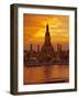 Thailand, Bangkok, Wat Arun ,Temple of the Dawn and Chao Phraya River Illuminated at Sunset-Gavin Hellier-Framed Photographic Print