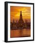 Thailand, Bangkok, Wat Arun ,Temple of the Dawn and Chao Phraya River Illuminated at Sunset-Gavin Hellier-Framed Photographic Print