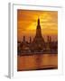 Thailand, Bangkok, Wat Arun ,Temple of the Dawn and Chao Phraya River Illuminated at Sunset-Gavin Hellier-Framed Photographic Print