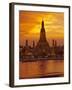 Thailand, Bangkok, Wat Arun ,Temple of the Dawn and Chao Phraya River Illuminated at Sunset-Gavin Hellier-Framed Photographic Print