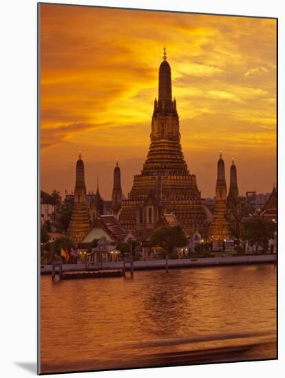 Thailand, Bangkok, Wat Arun ,Temple of the Dawn and Chao Phraya River Illuminated at Sunset-Gavin Hellier-Mounted Photographic Print