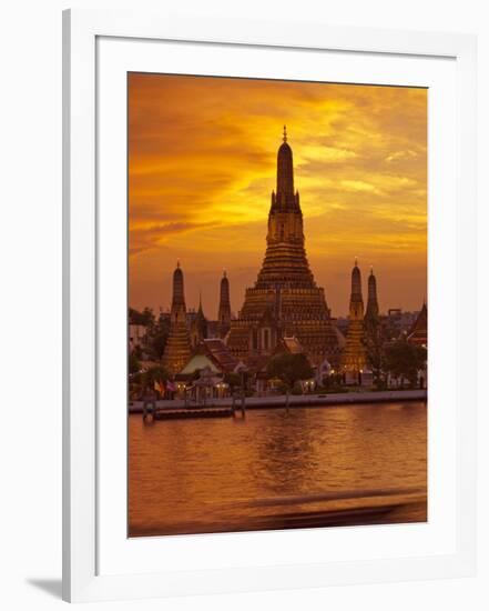 Thailand, Bangkok, Wat Arun ,Temple of the Dawn and Chao Phraya River Illuminated at Sunset-Gavin Hellier-Framed Photographic Print