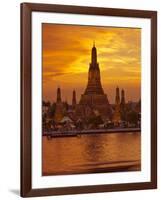 Thailand, Bangkok, Wat Arun ,Temple of the Dawn and Chao Phraya River Illuminated at Sunset-Gavin Hellier-Framed Photographic Print