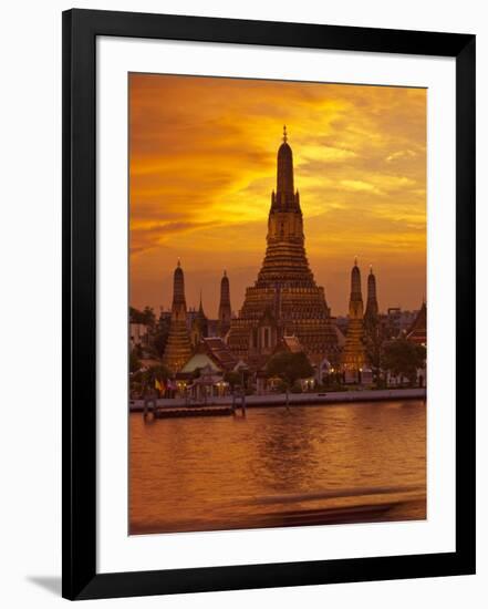 Thailand, Bangkok, Wat Arun ,Temple of the Dawn and Chao Phraya River Illuminated at Sunset-Gavin Hellier-Framed Photographic Print