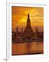 Thailand, Bangkok, Wat Arun ,Temple of the Dawn and Chao Phraya River Illuminated at Sunset-Gavin Hellier-Framed Photographic Print