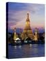 Thailand, Bangkok, Wat Arun ,Temple of the Dawn and Chao Phraya River Illuminated at Sunset-Gavin Hellier-Stretched Canvas