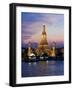 Thailand, Bangkok, Wat Arun ,Temple of the Dawn and Chao Phraya River Illuminated at Sunset-Gavin Hellier-Framed Photographic Print