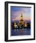 Thailand, Bangkok, Wat Arun ,Temple of the Dawn and Chao Phraya River Illuminated at Sunset-Gavin Hellier-Framed Photographic Print