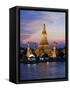 Thailand, Bangkok, Wat Arun ,Temple of the Dawn and Chao Phraya River Illuminated at Sunset-Gavin Hellier-Framed Stretched Canvas