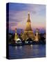 Thailand, Bangkok, Wat Arun ,Temple of the Dawn and Chao Phraya River Illuminated at Sunset-Gavin Hellier-Stretched Canvas