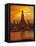 Thailand, Bangkok, Wat Arun ,Temple of the Dawn and Chao Phraya River Illuminated at Sunset-Gavin Hellier-Framed Stretched Canvas