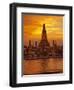 Thailand, Bangkok, Wat Arun ,Temple of the Dawn and Chao Phraya River Illuminated at Sunset-Gavin Hellier-Framed Photographic Print