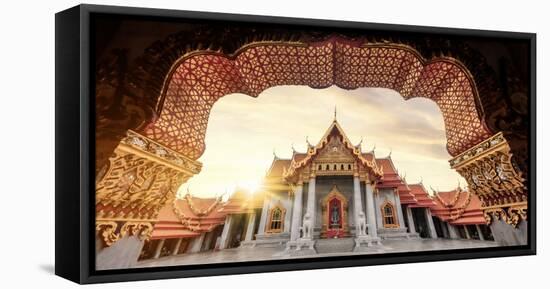 Thailand, Bangkok, Wat Benchamabophit (Marble Temple)-Michele Falzone-Framed Stretched Canvas