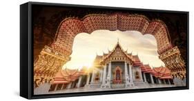 Thailand, Bangkok, Wat Benchamabophit (Marble Temple)-Michele Falzone-Framed Stretched Canvas