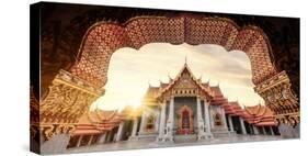 Thailand, Bangkok, Wat Benchamabophit (Marble Temple)-Michele Falzone-Stretched Canvas