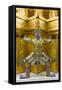 Thailand, Bangkok. Yaksha, demons, guard one of the golden chedi at Wat Phra Kaew.-Brenda Tharp-Framed Stretched Canvas