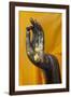 Thailand. Buddha Statue hand with gold leaf tokens.-Brenda Tharp-Framed Photographic Print