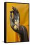 Thailand. Buddha Statue hand with gold leaf tokens.-Brenda Tharp-Framed Stretched Canvas