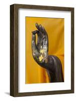 Thailand. Buddha Statue hand with gold leaf tokens.-Brenda Tharp-Framed Photographic Print