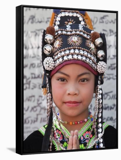 Thailand, Chiang Mai, Chiang Mai Flower Festival, Akha Hilltribe Girl-Steve Vidler-Framed Stretched Canvas