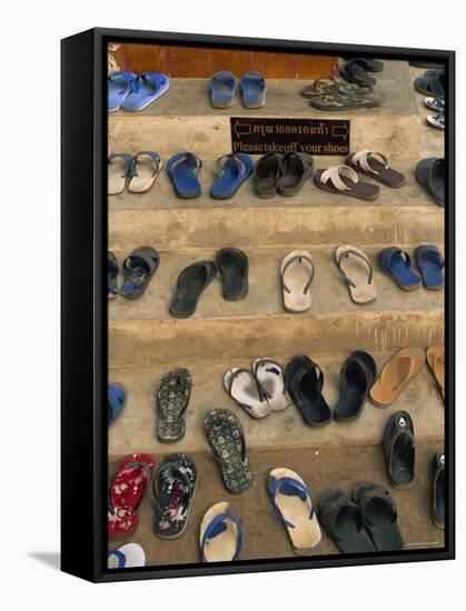 Thailand, Chiang Mai, Shoes Outside a Temple-Steve Vidler-Framed Stretched Canvas