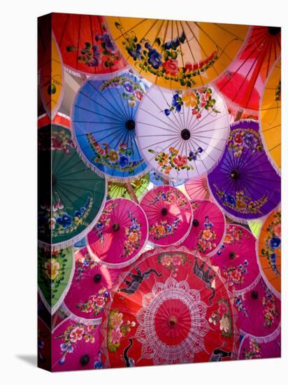 Thailand, Chiang Mai, Umbrella Display at Borsang Village-Steve Vidler-Stretched Canvas