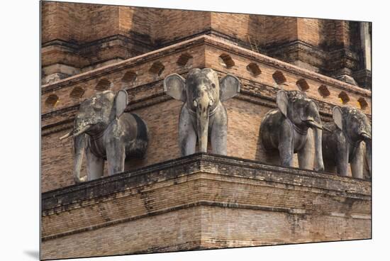 Thailand, Chiang Mai, Wat Chedi Luang. Elephant Statues-Emily Wilson-Mounted Premium Photographic Print