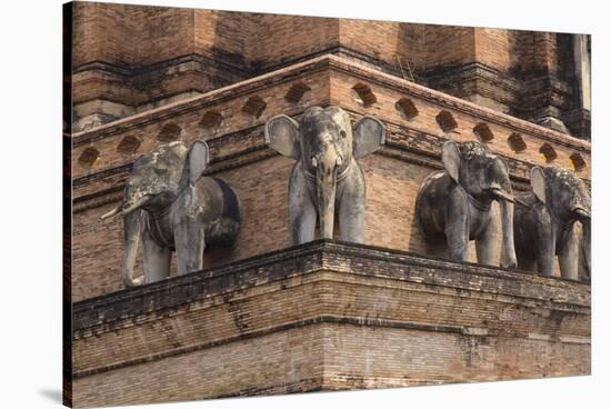 Thailand, Chiang Mai, Wat Chedi Luang. Elephant Statues-Emily Wilson-Stretched Canvas