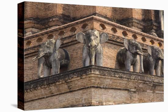 Thailand, Chiang Mai, Wat Chedi Luang. Elephant Statues-Emily Wilson-Stretched Canvas