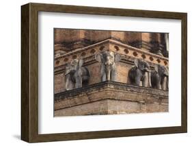 Thailand, Chiang Mai, Wat Chedi Luang. Elephant Statues-Emily Wilson-Framed Photographic Print