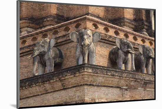 Thailand, Chiang Mai, Wat Chedi Luang. Elephant Statues-Emily Wilson-Mounted Photographic Print