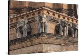 Thailand, Chiang Mai, Wat Chedi Luang. Elephant Statues-Emily Wilson-Stretched Canvas