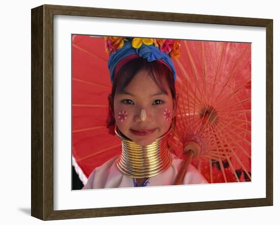 Thailand, Chiang Rai, Long Neck Karen Hilltribe, Long Neck Girl-Steve Vidler-Framed Photographic Print