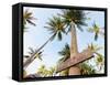 Thailand, Ko Samui, Chaweng Beach, Sign on Palm Tree-Shaun Egan-Framed Stretched Canvas