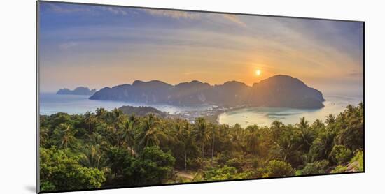 Thailand, Krabi Province, Ko Phi Phi Don Island, View of Ao Ton Sai and Ao Lo Dalam beaches-Michele Falzone-Mounted Photographic Print