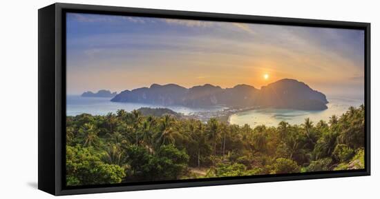 Thailand, Krabi Province, Ko Phi Phi Don Island, View of Ao Ton Sai and Ao Lo Dalam beaches-Michele Falzone-Framed Stretched Canvas