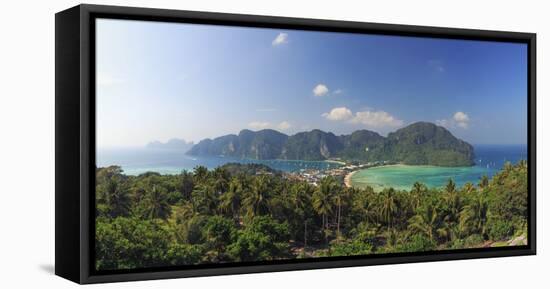 Thailand, Krabi Province, Ko Phi Phi Don Island, View of Ao Ton Sai and Ao Lo Dalam beaches-Michele Falzone-Framed Stretched Canvas